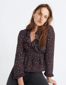 Silk Ruffle Hem Starry Top at Madewell